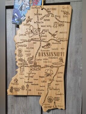 Totally Bamboo Destination MISSISSIPPI Wood Serving Cutting Board / Wall Decor